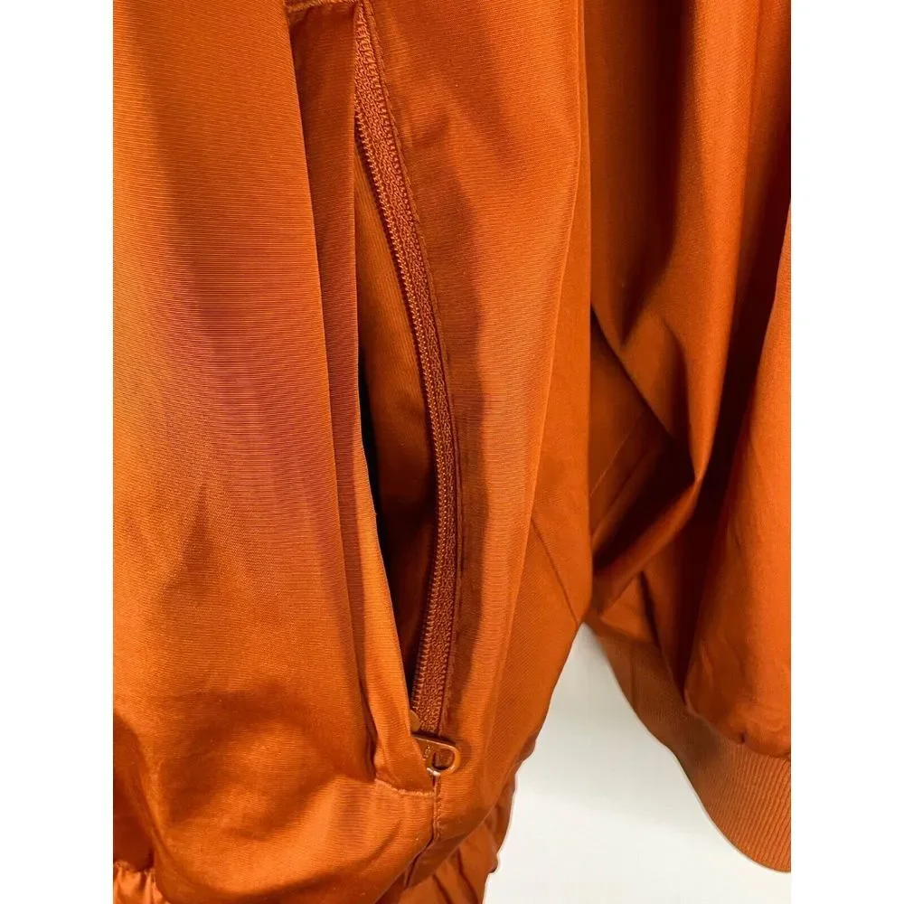 FootJoy Long Sleeve Golf Pullover Sz Large Windbreaker V Neck Jacket Rusty Orang